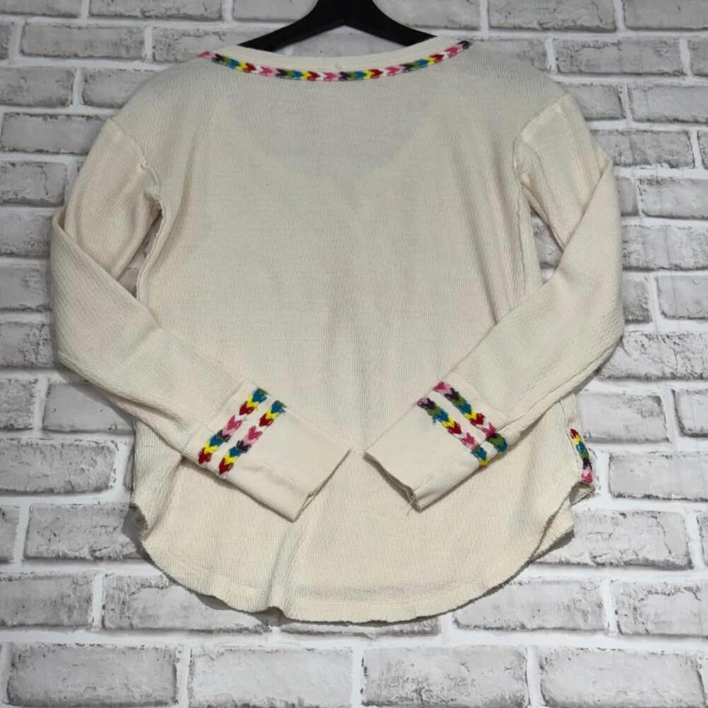 We The Free Rainbow Thermal Henley Shirt in Ivory Women's Size XS Free People - Picture 8 of 8